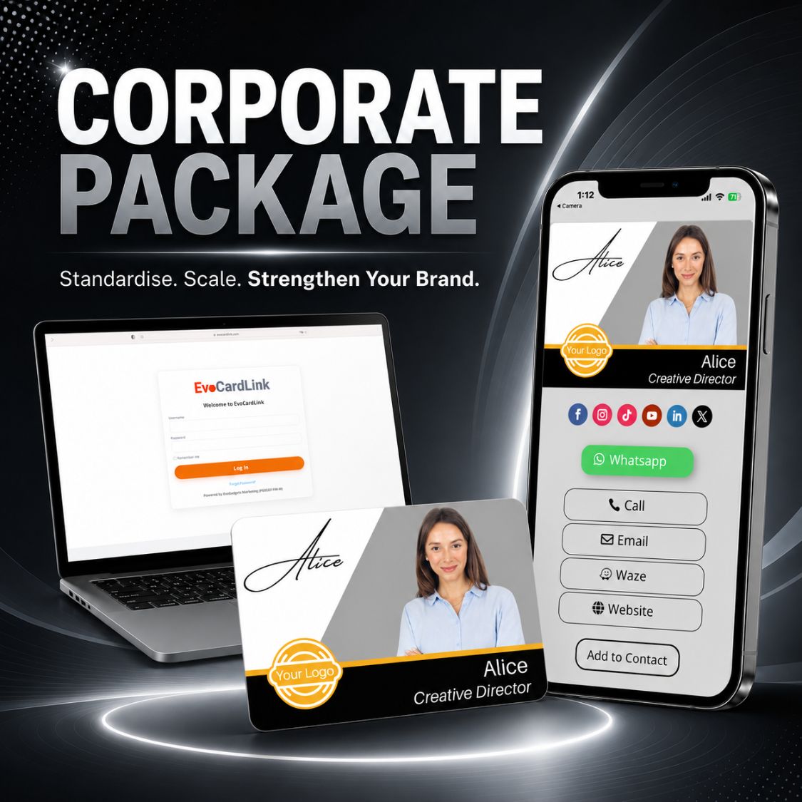 EvoCardLink Corporate Package for team NFC digital business card management