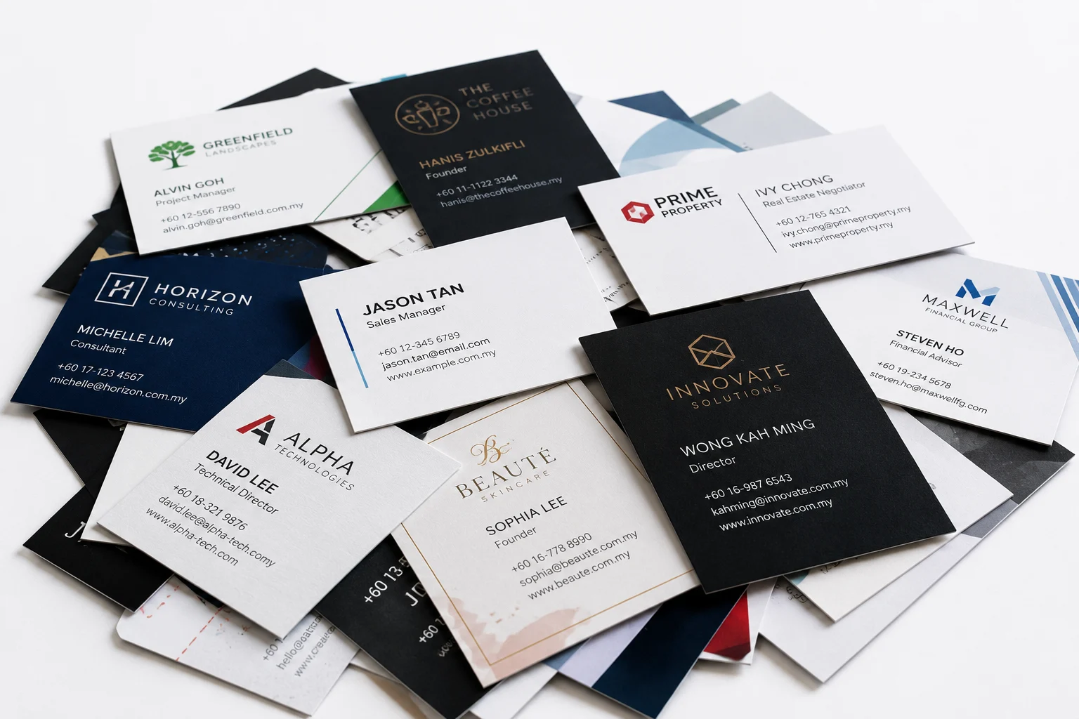 Traditional paper business cards on a desk